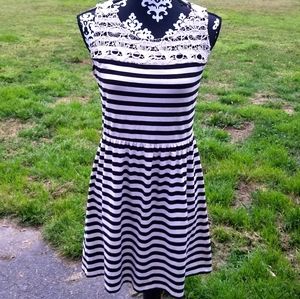 Striped Loft Dress With Beautiful Lace Detail